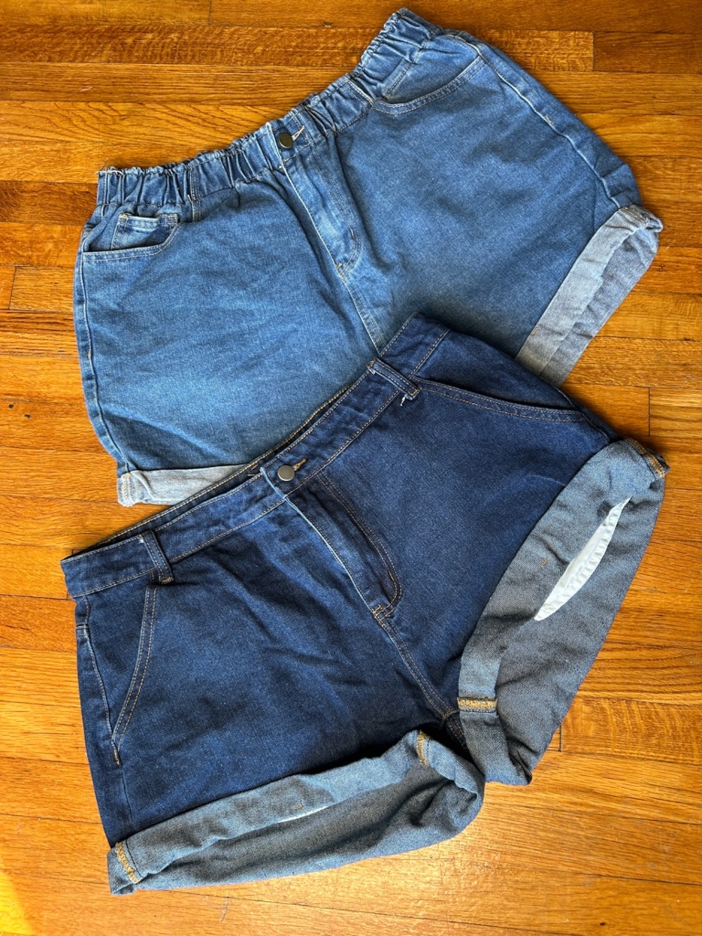 SHEIN Denim Shorts Pair in Light Blue and Dark Blue